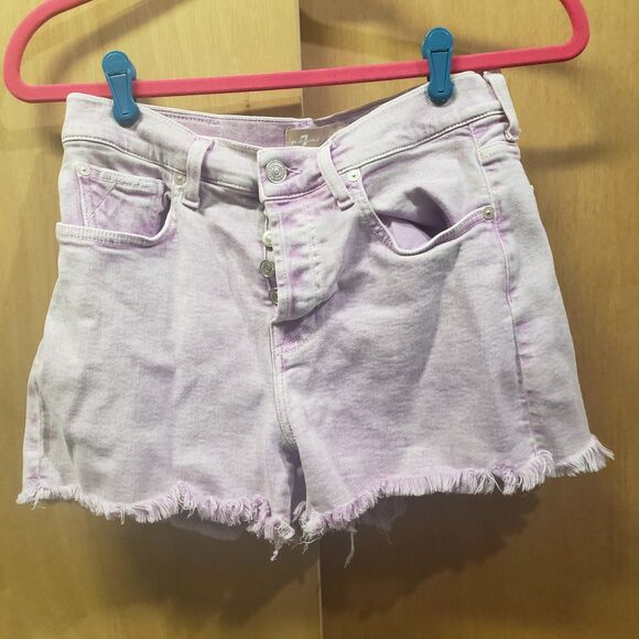 7 for all Mankind Women's Monroe cutoff jeans shorts -size 26 color-pink - Picture 1 of 6